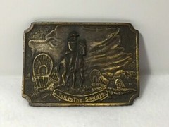 Belt Buckle Pioneer Cowboy Tall in the Saddle Brass Buckle Vintage