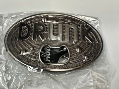 DRUNK Bottle Opener and Large Novelty Statement Stainless Steel Belt Buckle