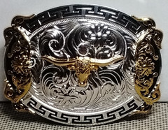 Long Horn Bull Western Cowboy Belt Buckle Hebilla Vaquera Con Toro