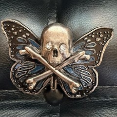 Gothic Skull Butterfly Belt Buckle Rhinestone Eyes Dark Grunge 3.5&Prime;x2.5&Prime; Punk
