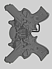 Skull Belt Buckles Black Metal Vintage Halloween Gun Pistols Pirate Skeleton
