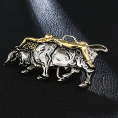 Western Buckle Antique Gold Lady Bull Engraved Belt Buckle Fits 1-1/2&Prime; wide Belt