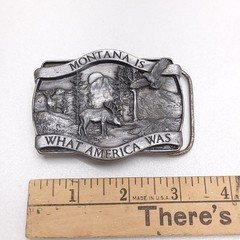 Vintage 1981 Bergamot Brass Works Montana Is What America Was Belt Buckle C-20