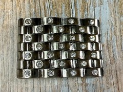 Block Brick Wall Pattern, Clear Rhinestone Accented Bling Jeweled Belt Buckle