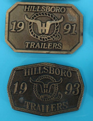 Vtg 80s/90s Hillsboro Kansas Trailers Brass Belt Buckle Lot of 12 1984 1985 1986