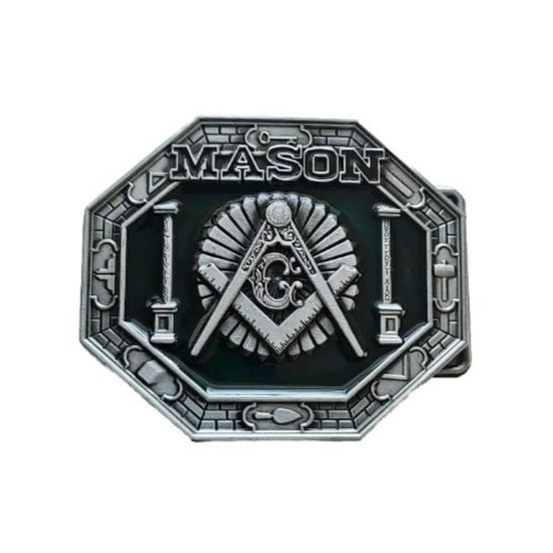 Mason Masonic Freemason Freemasonry Metal Belt Buckle NEW Black and Silver