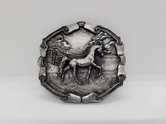 1976 Bergamot Brass Works Horse Belt Buckle U144 – Made in the USA. READ