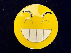 Grinning Smiley Face Yellow Emoji Funny Cool Novelty Round Large Belt Buckle