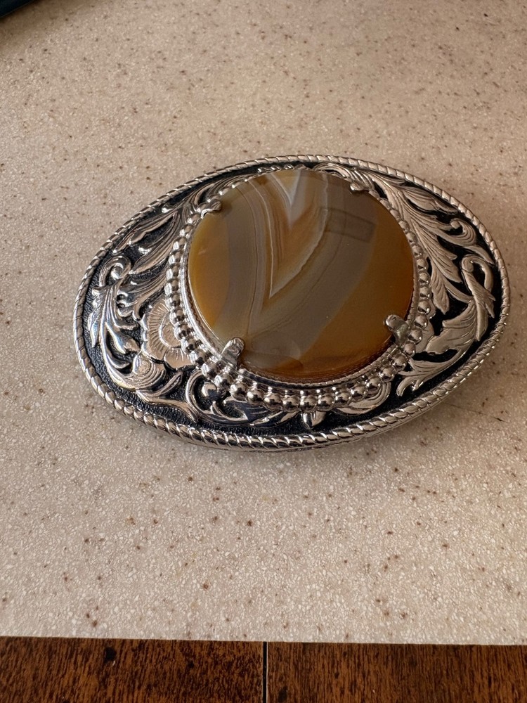 AGATE belt buckle SOUTHWESTERN cowboy POLISHED STONE gemstone rock