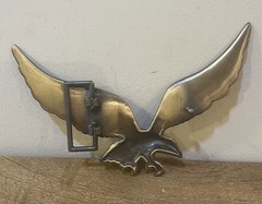 VTG Flying Eagle Belt Buckle Large 6.5” Wingspan Brass Tone Patriotic Americana