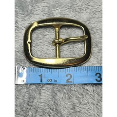Vintage Solid Brass Belt Buckle Gold Tone Minimalist Oval 3in Taiwan Made