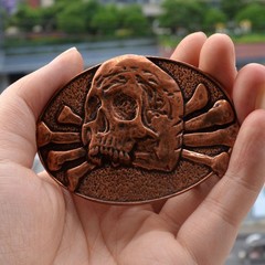 Red Copper Skeleton Skull Design Gothic Men&rsquo;s Belt Buckle (Belt Not Included)