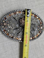 vintage BLACK WIDOW belt buckle RHINESTONE spider STUDDED western GLAM statement