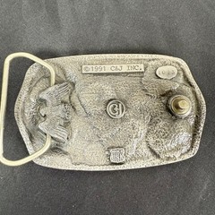 Vintage 90s C&J Firefighters At Work Belt Buckle Colored Enameled 3.5&Prime; Made USA
