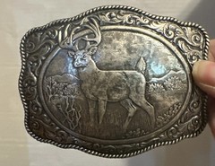Crumrine Western Mens Silver Tone Belt Buckle Rectangle Buck Hunting Cowboy