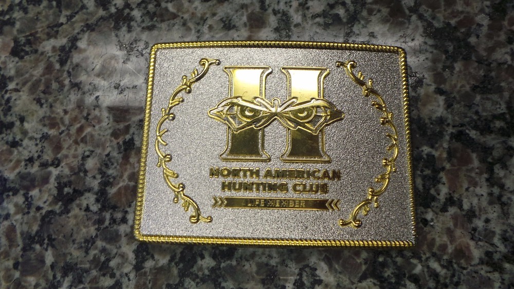 NORTH AMERICAN HUNTING CLUB LIFE MEMBER BELT BUCKLE 3.50&Prime; X 2.75&Prime; 112667-10 U-70