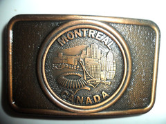Montreal City Skyline Quebec Canada Olympic Stadium Downtown Belt Buckle