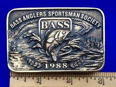 Vintage B.A.S.S. Bass Anglers Sportsman Society Original 1988 Brass Belt Buckle