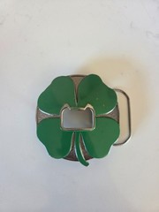 St Patrick&rsquo;s Day 4 Leaf Clover Shamrock Belt Buckle Bottle Opener