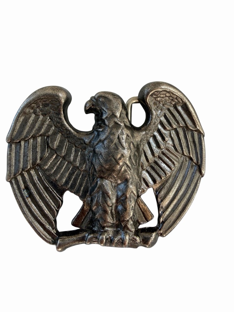 AVON Vintage 80s Pewter-Tone American Bald Eagle Belt Buckle Patriotic America