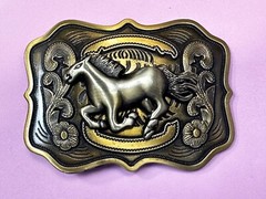 Running Horse Mustang Award Trophy Style Large HUGE Rodeo Cowboys Belt Buckle