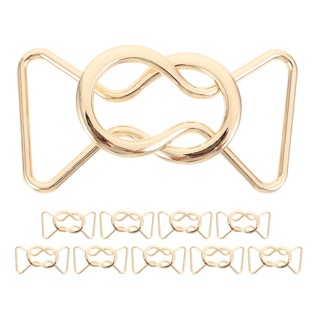 10 Pairs Golden Alloy Buckles Reusable Suspender Buckles for Clothing Decoration