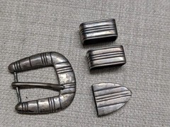 vintage 4PC belt buckle set STERLING SILVER handcrafted RANGER western NAVAJO