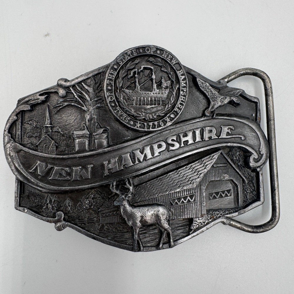 Vintage 1986 Siskiyou New Hampshire State Seal Belt Buckle S-55 Made in USA