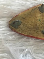Vintage Horn Hand Made Carved Signed HT.98 Painted Red Arrow Pants Belt Buckle