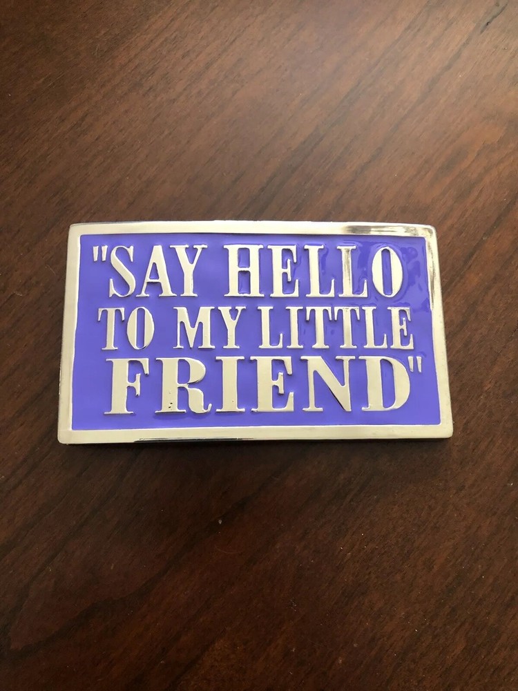 Say Hello To My Little Friend Purple Funny Bar Joke Metal Unisex Belt Buckle