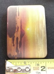OCEAN BEACH SUNSET SEA SKY ISLANDS SUN RISE SET COLORFUL PICTURE BELT BUCKLE