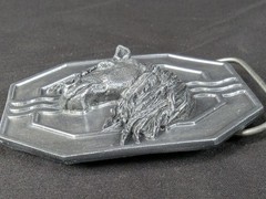 Vintage 1988 Siskiyou Buckle Co Mighty Horse Belt Buckle Solid Pewter Made in…