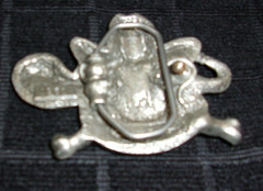 VNTG 1990 GREAT AMERICAN BUCKLE CO SILVER SKULL COWBOY HAT SNAKE BELT BUCKLE