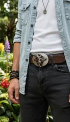 Men Buckle Silver Metal Native Warrior Dance Indian Casual Day Western Fashion
