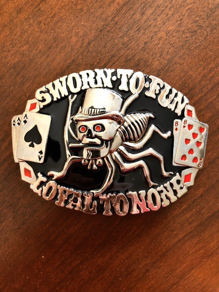 Sworn To Fun Loyal To None Casino Cards Spider Metal Unisex Men’s Belt Buckle