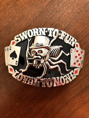 Sworn To Fun Loyal To None Casino Cards Spider Metal Unisex Men’s Belt Buckle