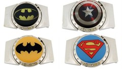 4 Pcs Belt Buckles Lot Vintage Belt Buckle w Lighter Batman Superman Captain USA