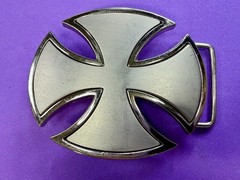 Maltese Celtic Iron Cross Gothic Punk Biker Vibe Cutout Outlined Belt Buckle