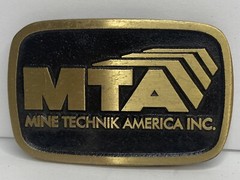 Vintage (MTA) Mine Technik America INC. Brass Belt Buckle. Limited Edition 1998