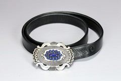Rick Martinez Navajo Sterling Silver Blue Lapis Lazuli Belt Buckle