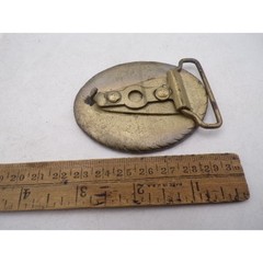 Vintage King Christian Hotel St Croix Belt Buckle Brass Tone Ship Crown Nautical