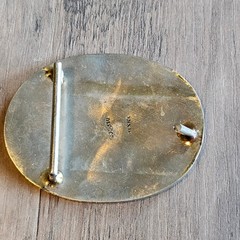 Vintage Alpaca Silver Fish Belt Buckle with Crushed Stone Inlay