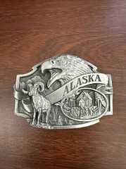 Vintage Siskiyou Buckle Co Alaska Belt Bald Eagle Mountains Outdoors 1988