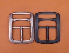 1-1/2&Prime; Heavy Duty Solid Black Matte Center Bar Leather Belt Buckle Replacement