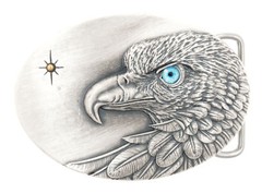 Sun Eagle Blue Eye Silver Plated Belt Buckle