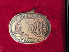 VTG NRA National Rifle Association GOLDEN EAGLES Belt Buckle Made in USA In Box