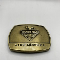 VTG 1996 Handyman Club Of America Life Member Belt Buckle Trucker Brass 3×2.5”