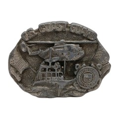 1982 BERGAMOT U.S. COAST GUARD BELT BUCKLE M-132 COAST GUARD HELICOPTER CUTTER