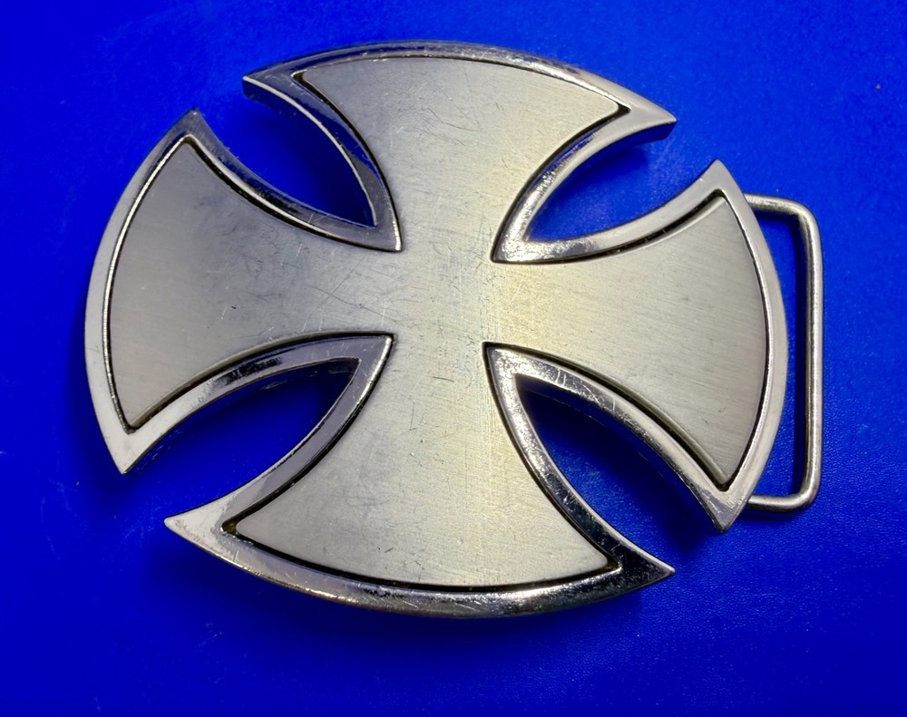 Maltese Celtic Iron Cross Gothic Punk Biker Vibe Cutout Outlined Belt Buckle