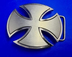Maltese Celtic Iron Cross Gothic Punk Biker Vibe Cutout Outlined Belt Buckle